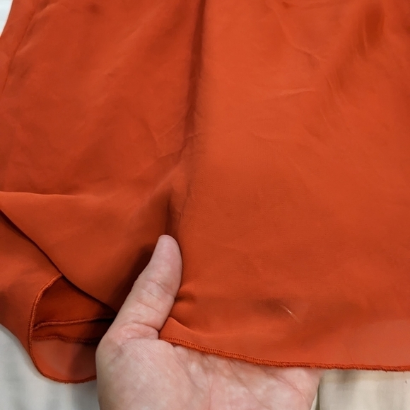 ENFOCUS Studio pretty orange dress with an elastic waist and sheer sleeves sz 12 - Picture 5 of 11